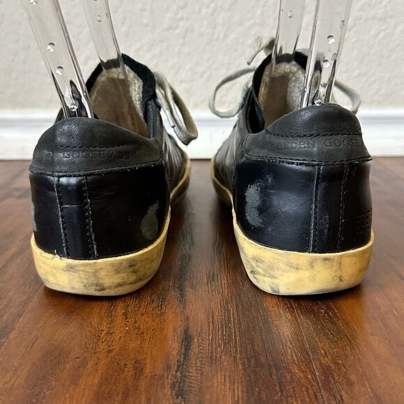 GOLDEN GOOSE Superstar Sneakers Black on Black Leather *NO INSERTS* - Picture 8 of 12